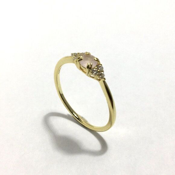 Yellow Gold Plated Sterling Silver Ring Size 7 Pink Lab Created Cubic Zirconia - Picture 14 of 16